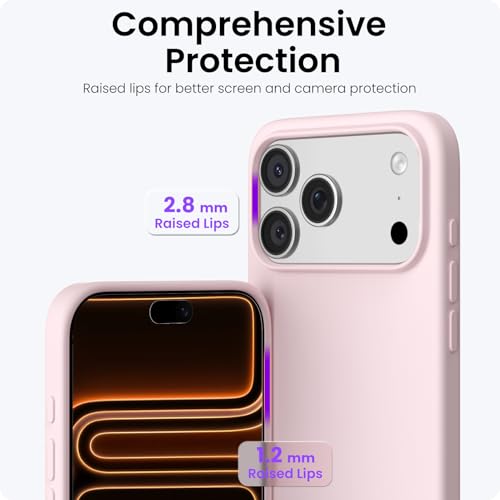 Slim Liquid Silicone 3 Layers Soft Gel Rubber Shockproof Protective Cover with Anti-Scratch Microfiber Lining for 17 Pro Max