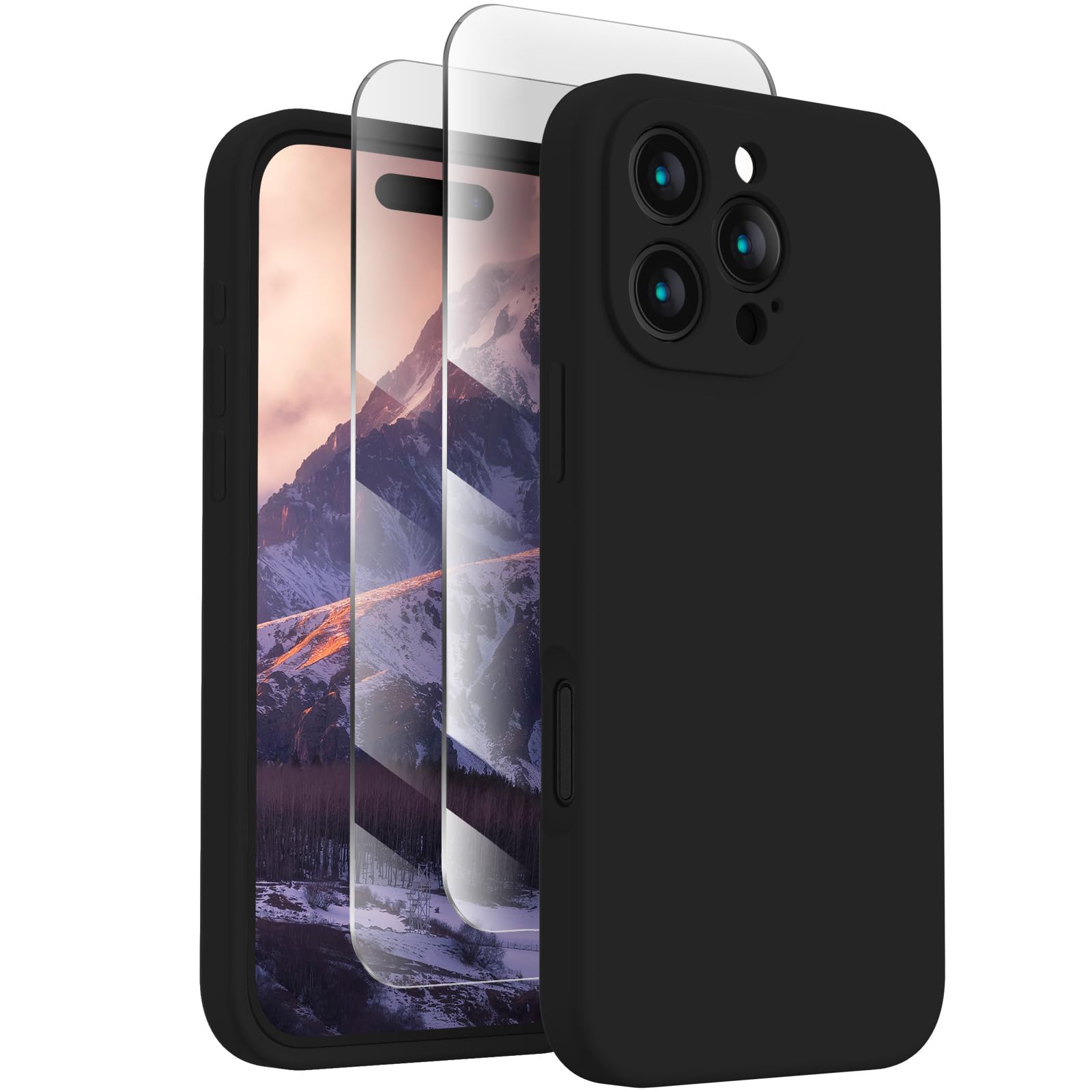 Full Cover Camera Protection Soft Anti-Scratch Microfiber Lining Phone Case with 2 Screen Protectors for 16 Pro Max