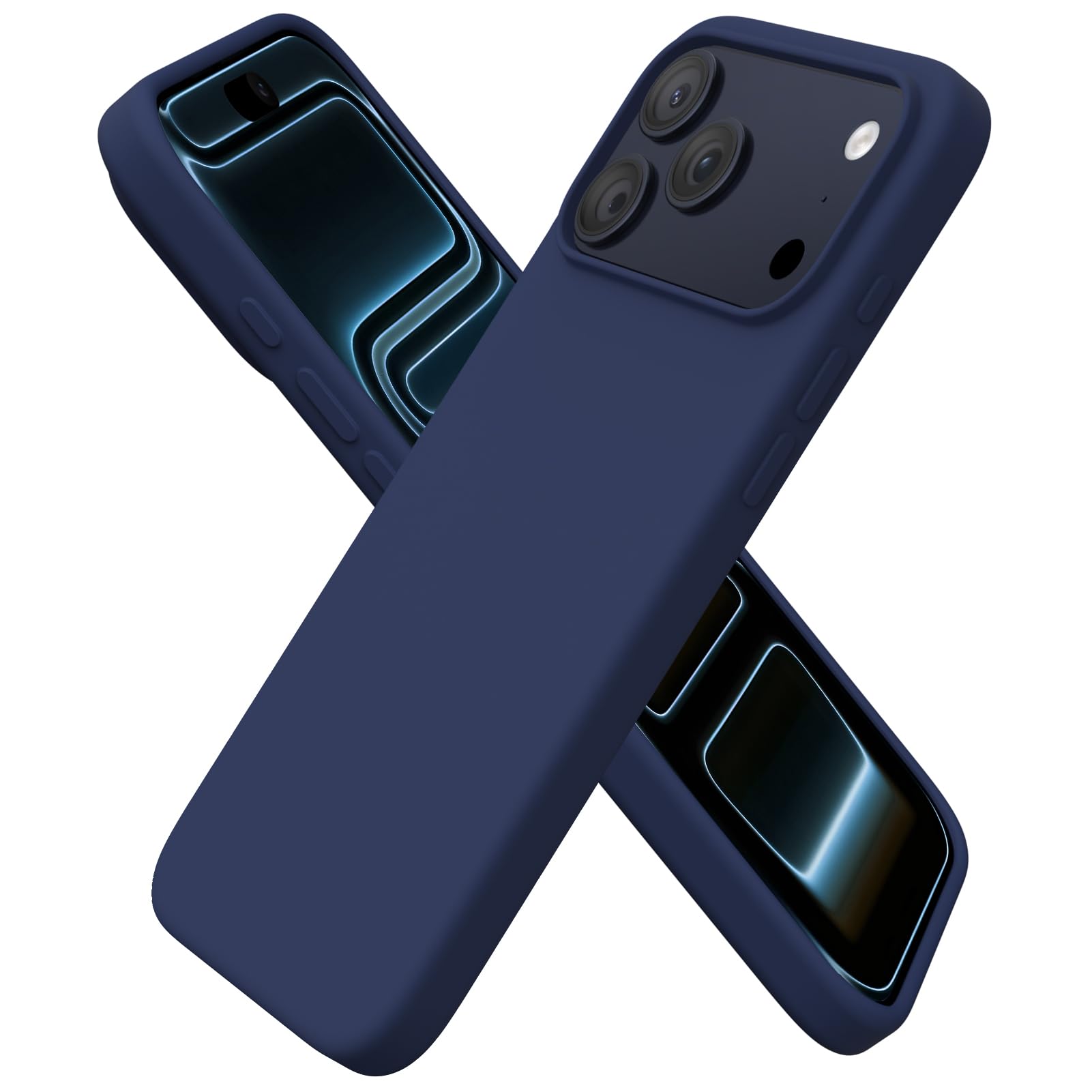 Slim Liquid Silicone 3 Layers Soft Gel Rubber Shockproof Protective Cover with Anti-Scratch Microfiber Lining for 17 Pro Max