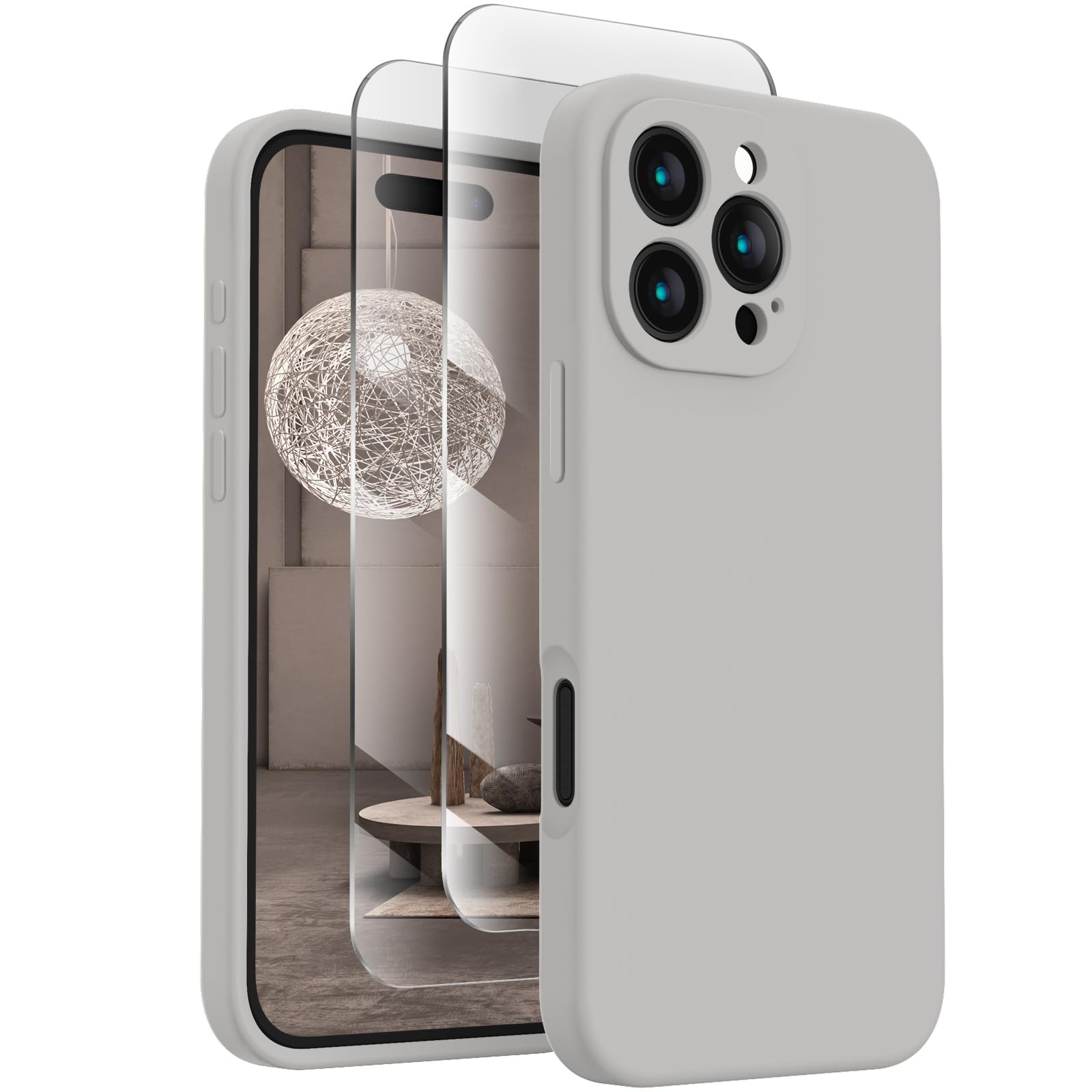 Full Cover Camera Protection Soft Anti-Scratch Microfiber Lining Phone Case with 2 Screen Protectors for 16 Pro Max