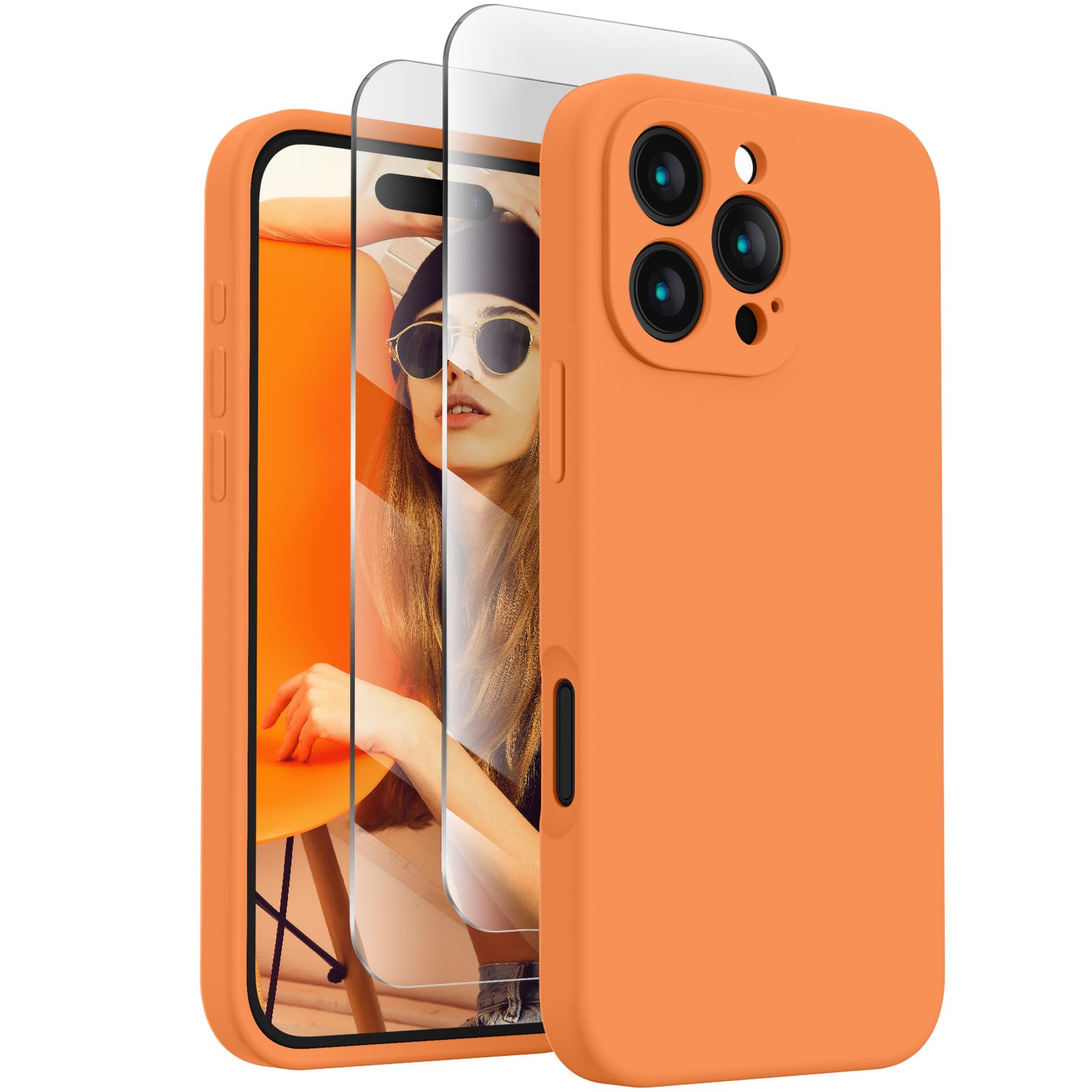 Full Cover Camera Protection Soft Anti-Scratch Microfiber Lining Phone Case with 2 Screen Protectors for 16 Pro Max