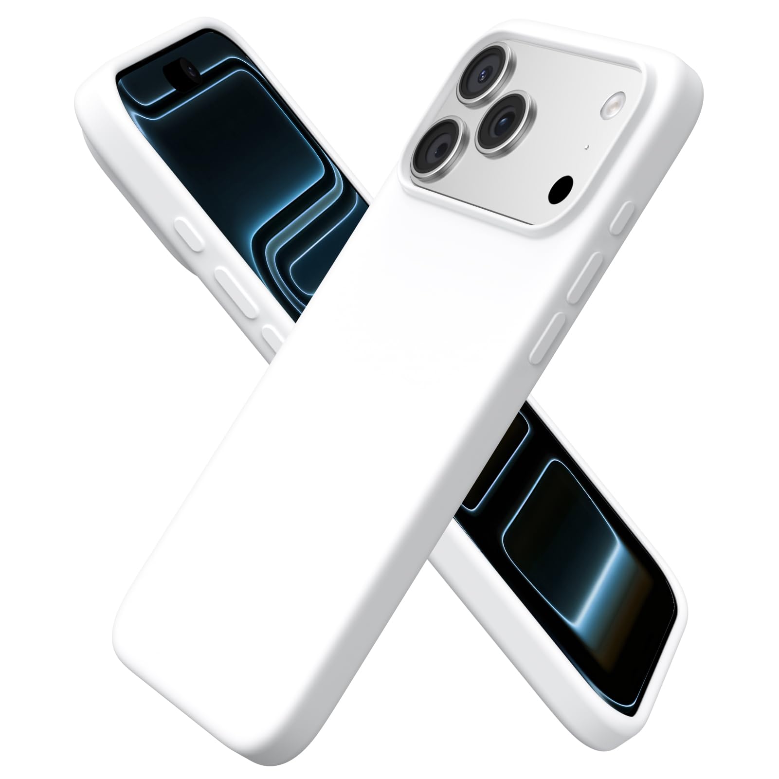 Slim Liquid Silicone 3 Layers Soft Gel Rubber Shockproof Protective Cover with Anti-Scratch Microfiber Lining for 17 Pro Max
