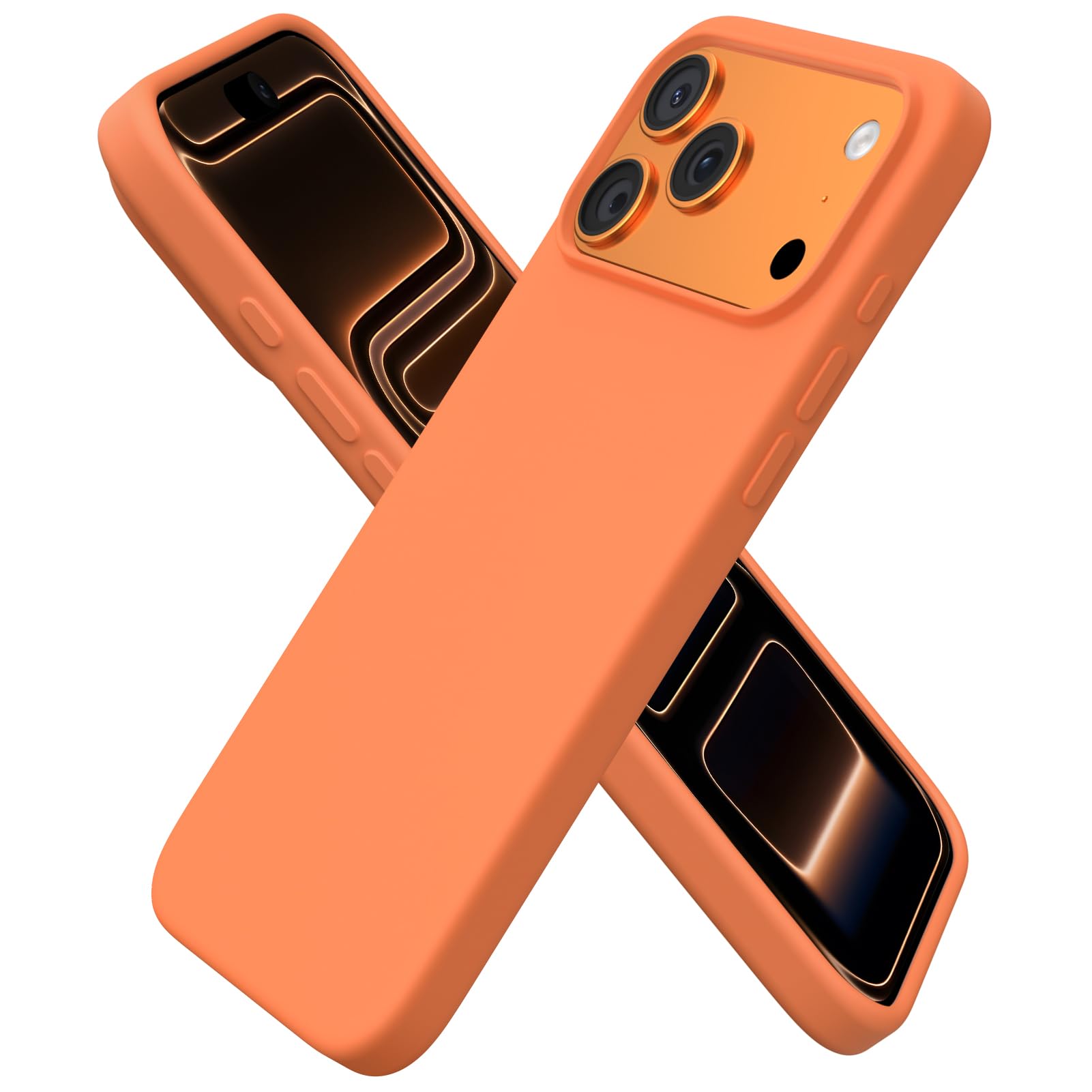 Slim Liquid Silicone 3 Layers Soft Gel Rubber Shockproof Protective Cover with Anti-Scratch Microfiber Lining for 17 Pro Max
