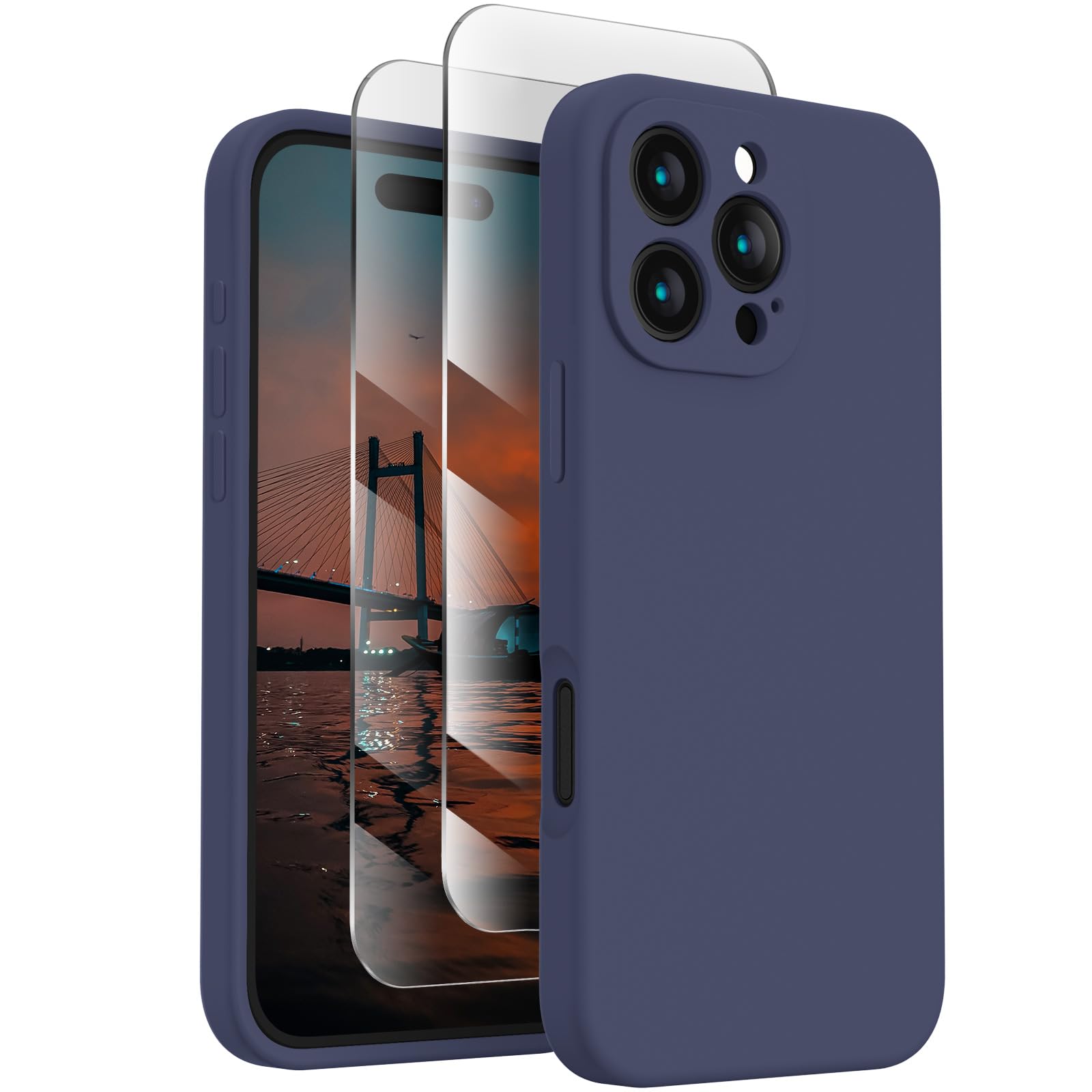 Full Cover Camera Protection Soft Anti-Scratch Microfiber Lining Phone Case with 2 Screen Protectors for 16 Pro Max