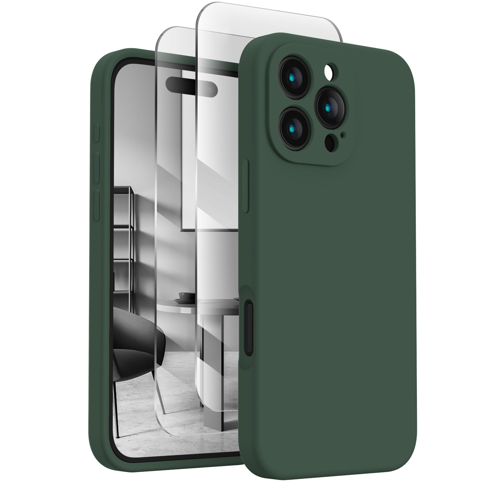 Full Cover Camera Protection Soft Anti-Scratch Microfiber Lining Phone Case with 2 Screen Protectors for 16 Pro Max
